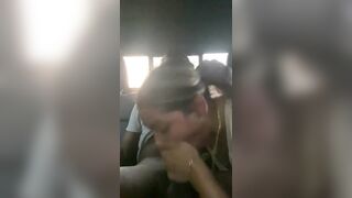 Car Blowjob: Latina deep throats bbc in the back of the car #2