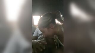 Car Blowjob: Latina deep throats bbc in the back of the car #4