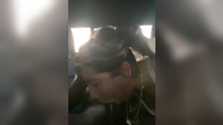 Car Blowjob: Latina deep throats bbc in the back of the car #5