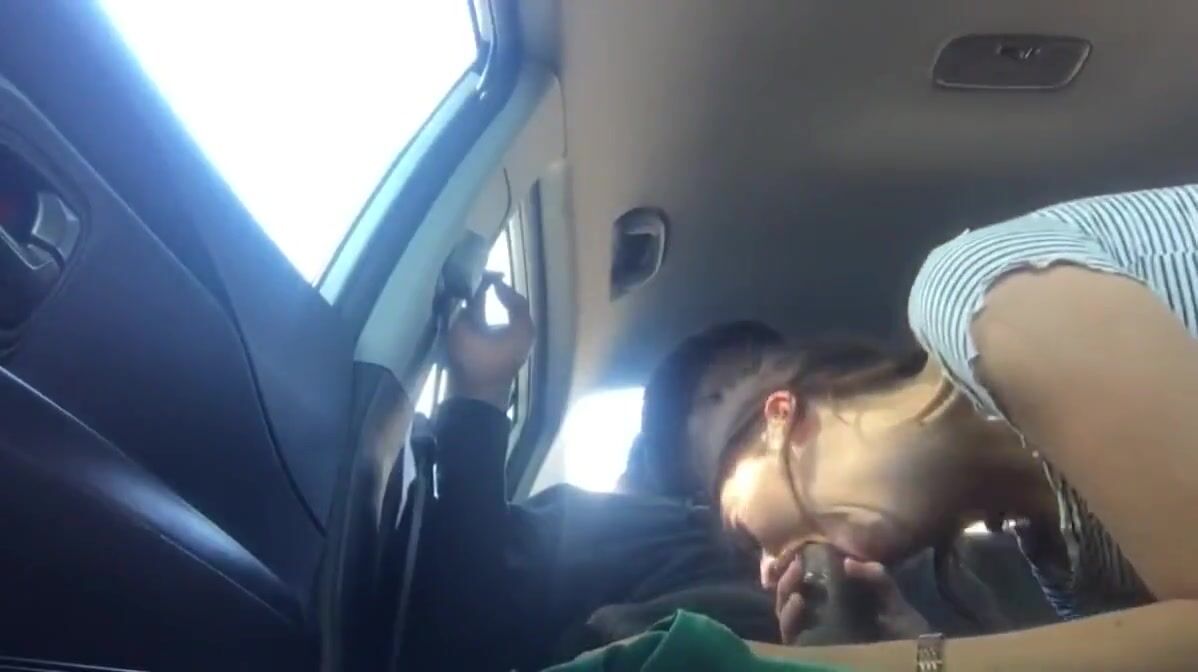 Sucking that big fat cock on the backseat