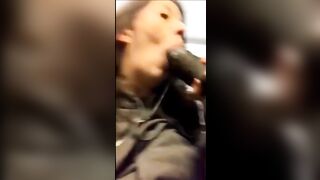 Casual Blowjob: Sucking a fat black cock in an airplane bathroom #5