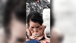 Deepthroat: Petite girl do not stop, until his cock is all the way down her throat #4