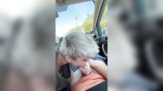 BlowJob: Blonde Blowjob in Car Cum In Mouth Cumshot #5