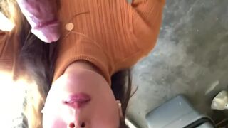 Want To Suck Cock: Sexy babe makes a messy blowjob facial selfie #4