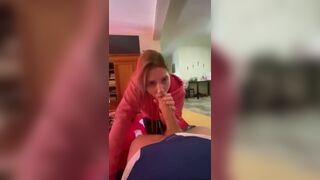 Want To Suck Cock: Even Though She Can Barely Fit Him in Her Mouth Past His Head She Still Eagerly Sucks Him to Completion #3