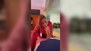 Want To Suck Cock: Even Though She Can Barely Fit Him in Her Mouth Past His Head She Still Eagerly Sucks Him to Completion #4