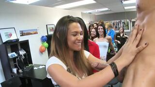 Showing her blowjob skill