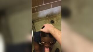 Want To Suck Cock: Public blowjob and cumming on her black tits #3