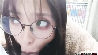 BlowJob: Amateur Japanese Girl With Glasses Giving A Blowjob Outdoors At A Park #5
