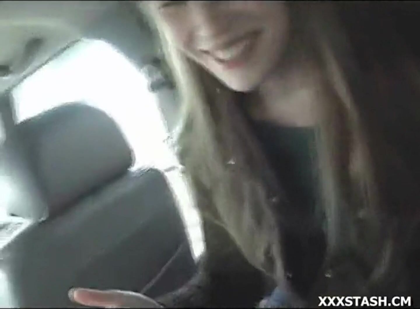 Shy teen sucks off her BF in the car