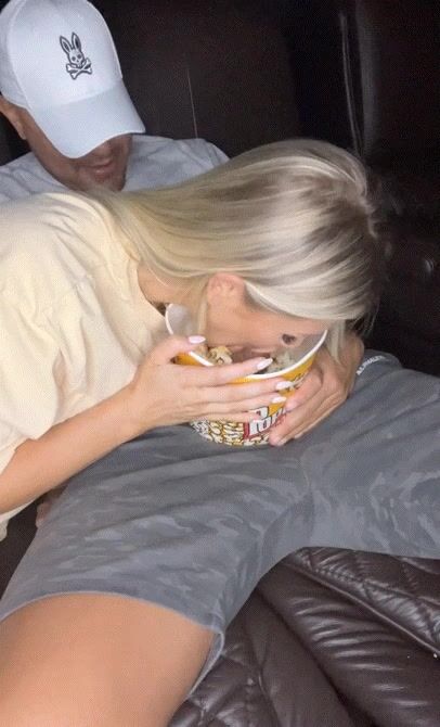 Someone in the mood for a movie night with this busty sexy blonde